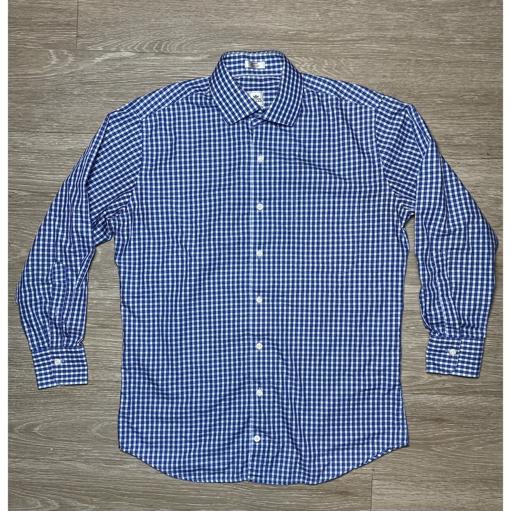 Men's Size MEDIUM Peter‎ Millar Blue Plaid Cotton Button Front Sports Shirt